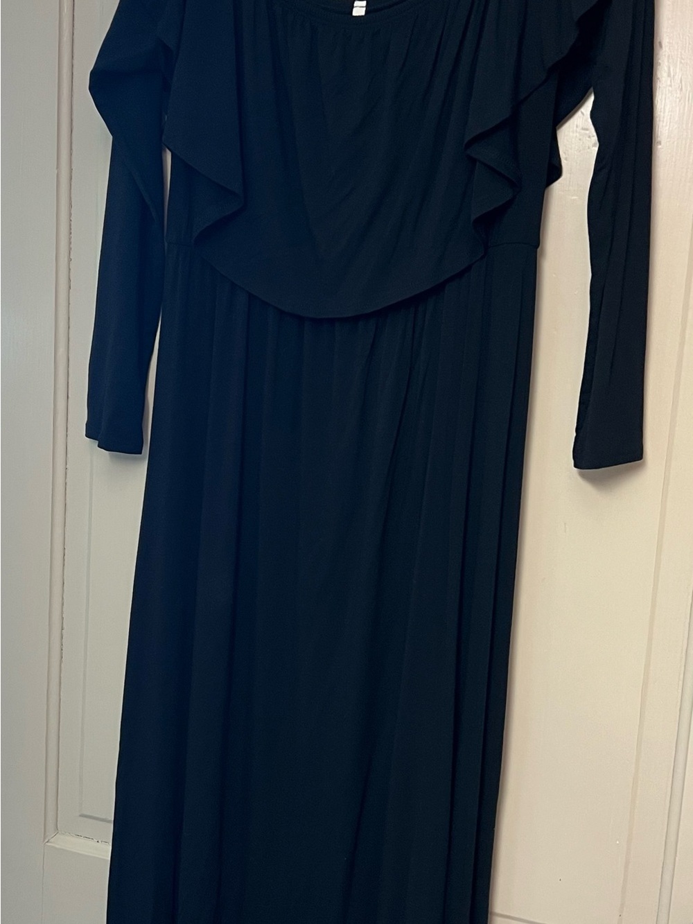 Beeson River Black Long Sleeve Maxi with Draped Overlay